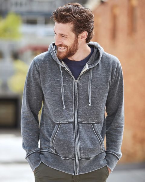 J. America 8916 - Vintage Zen Fleece Full-Zip Hooded Sweatshirt