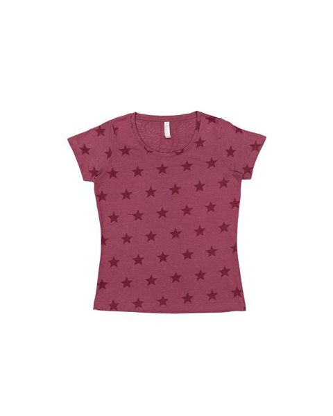 Code Five 3629 - Women's Star Print Scoop Neck T-Shirt